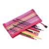 Purse Makeup Stationery Rainbow Color Nylon Grid Cosmetic Storage Mesh Pen Bag Zipper Pencil Case