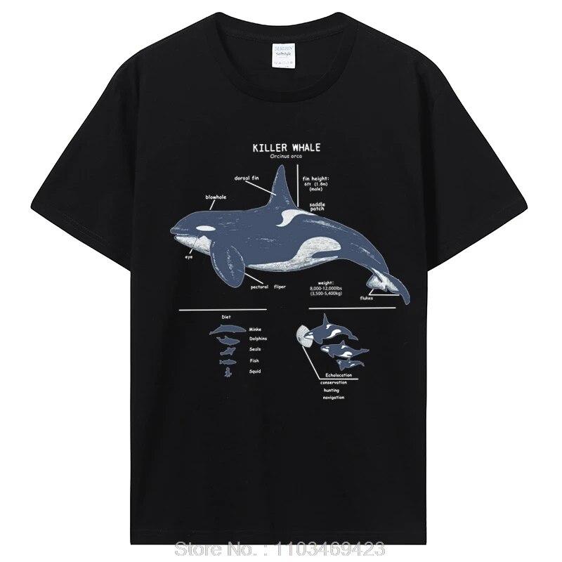 Забавная пляжная футболка с изображением косатки, анатомии морской биологии, дикой природы, уличная футболка, подарок на день рождения, летняя футболка, одежда