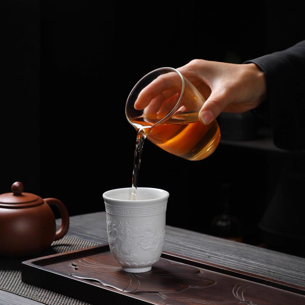 Dehua white porcelain suet jade cup tea set ceramic master cup tea cup kung fu teacup single cup large bar master cup