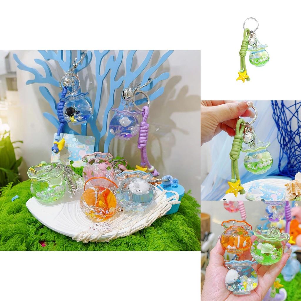 Sea Turtle Seahorse Devil Fishes Fish Tank Keychain With 3d Design Pendant For Kids And Collectors