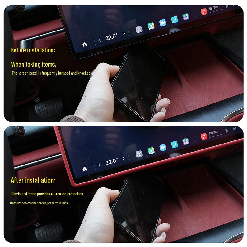 Силиконовый защитный чехол для центрального экрана управления Xiaomi SU7 - Автомобильная противоударная крышка для модификации внутренней отделки