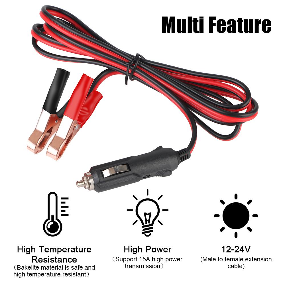 Адаптер с вилкой, шнур питания, предохранитель 15А, кабель для автоматического зарядного устройства, зажим типа «крокодил», удлинитель для аккумулятора, автомобильная розетка прикуривателя 12 В-24 В
