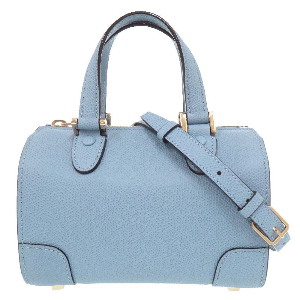 Used AUTHENTIC Valextra V5L30 2WAY Babila Micro Hand Bag blue Leather