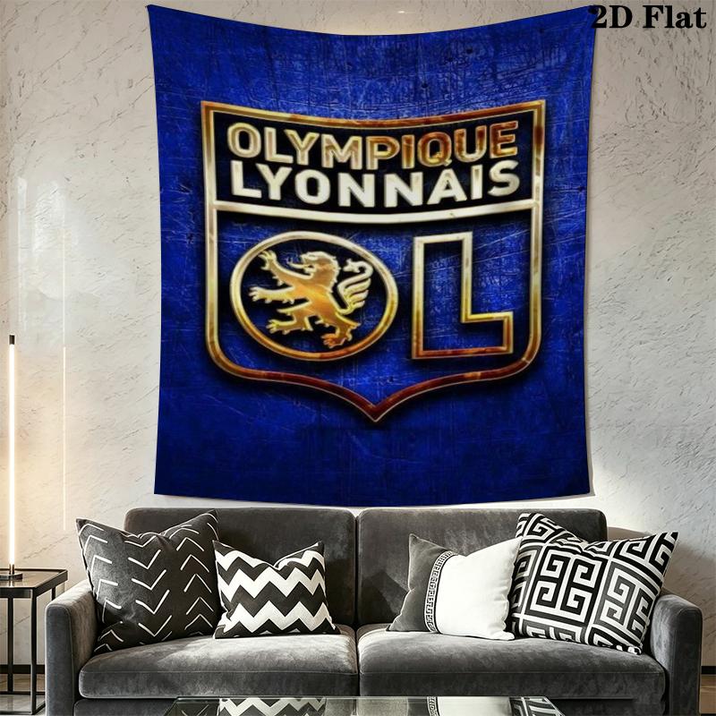 Olympique Lyonnais Wall Tapestry Aesthetic Wall Hanging Printed Fabric Blanket Decorative Tapestries for Bedroom Living Room Home Decor