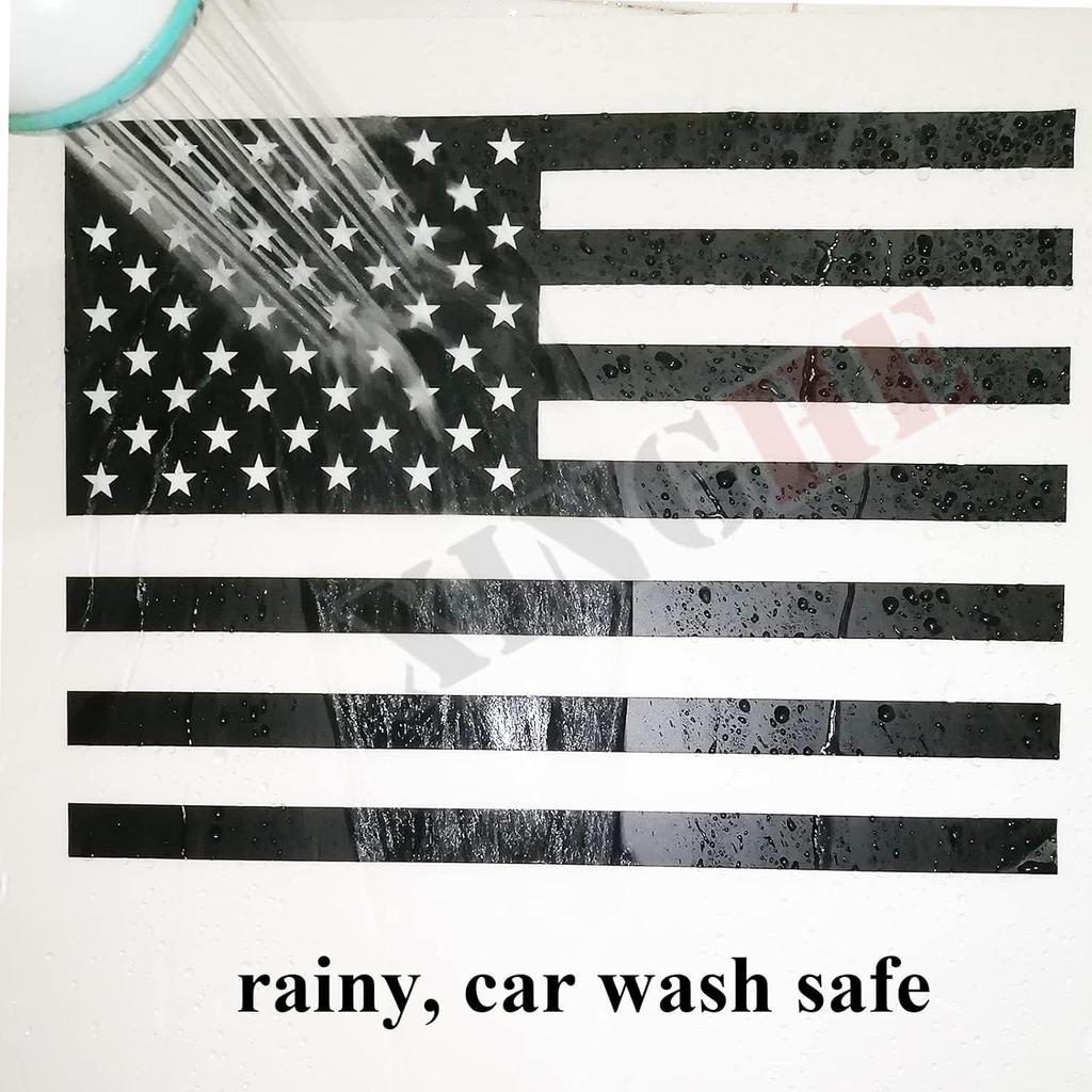 Xinghe for Chevy Colorado GMC Canyon 2015-2024 Rear Middle Window n Flag Decal, Matte Black  Flag Vinyl Sticker for Truck Back Center Sliding Window