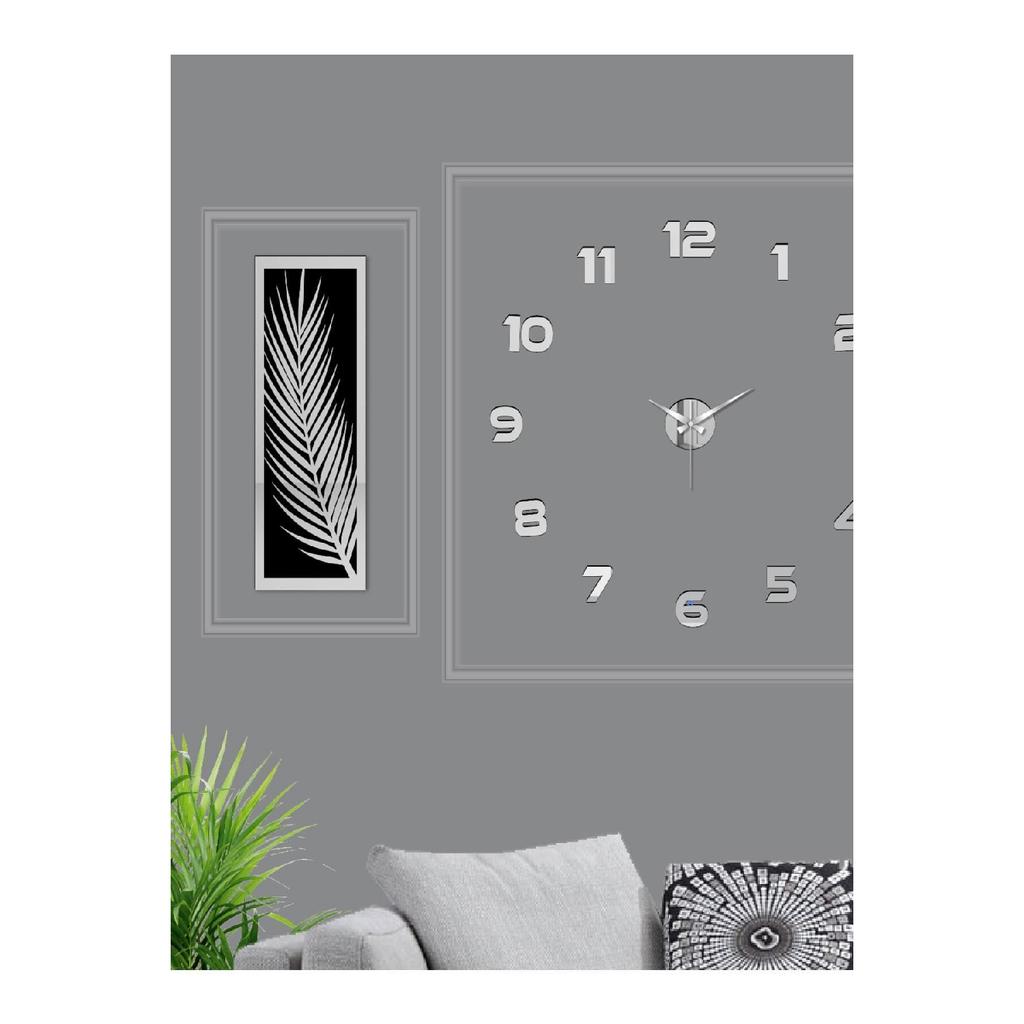Набор из 3 настенных часов, акриловое плексиглас с зеркальными пальмовыми листьями и римской буквой R. Часы