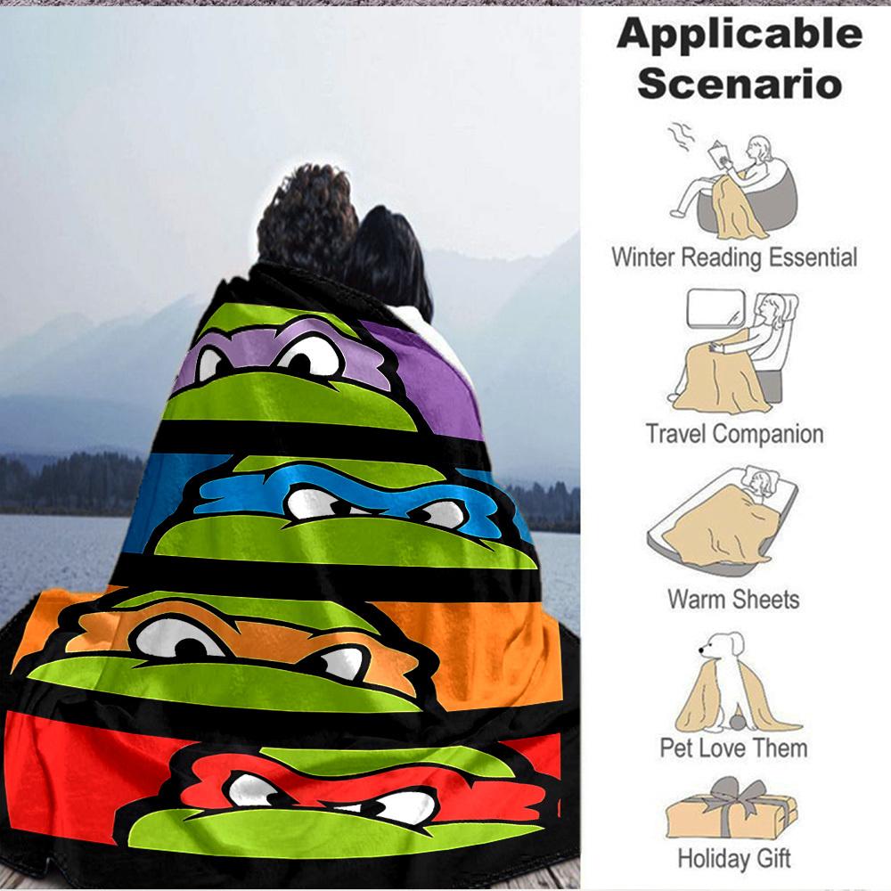 1 шт. Черепашки-ниндзя TMNT Фланелевое покрывало HD-печать Легкое Мягкое Теплое Всесезонное покрывало для дивана, кровати, путешествий, кемпинга Машинная стирка