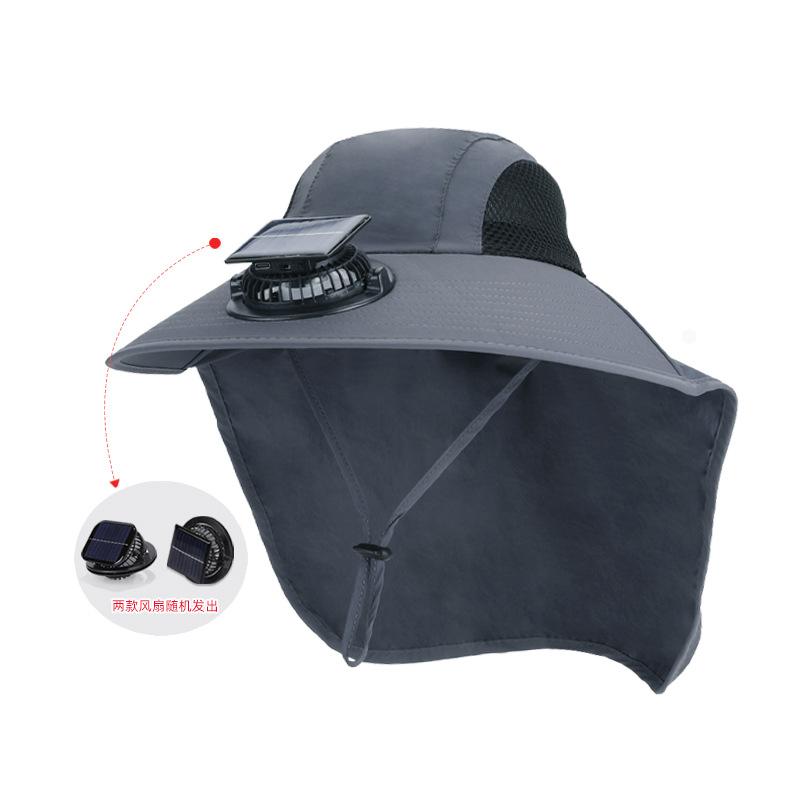 New Solar Fan Hat with Face Guard Neck Flap UV Protective Hat USB Rechargeable Men Summer Outdoor Fishing Wide Brim Bucket Cap
