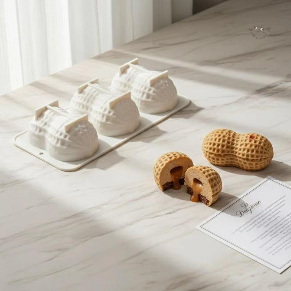 3 Cavities Peanut Silicone Mold High Temperature Resistant Dessert Making Mold DIY Dessert Making