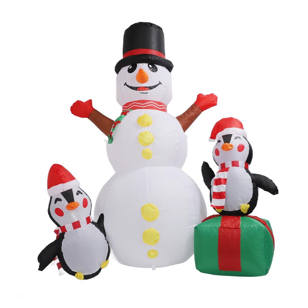1.8m Xmas Inflatable Outdoor Snowman Penguin Combination Inflatable Blow Up Snowman Christmas Decoration IP44 Waterproof