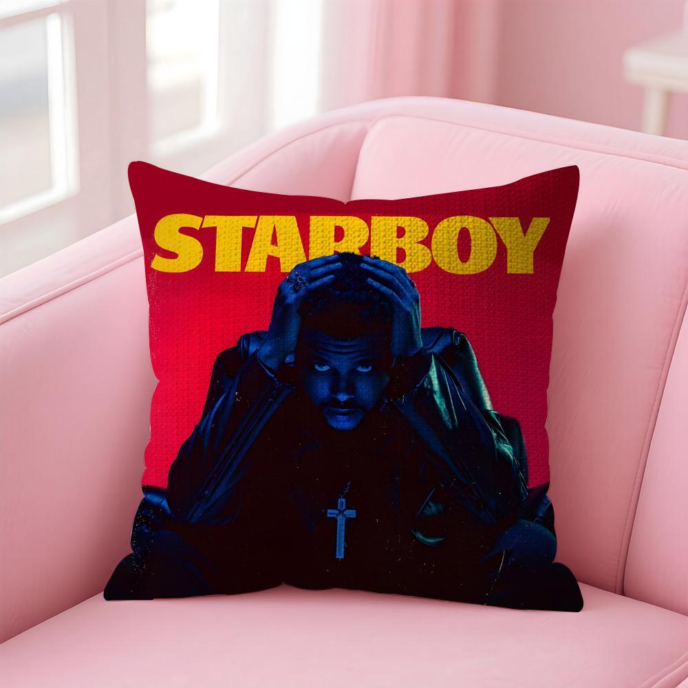 TThe WeekndD Singer Cushion Cover Natural Linen Pillow Case DoubleSided Print Decorative Sofa Pillowcase Home Decor Gift
