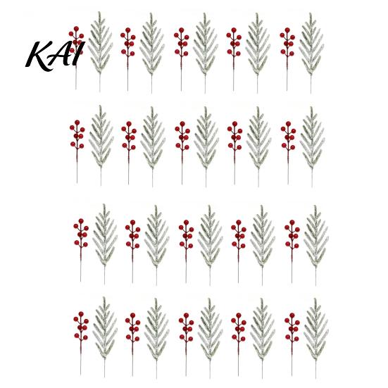 Decorative Floral Arrangements for Party 20Pcs Christmas Norfolk Pine Picks, Flocked Snow Branches with Tabletop Plant Ornaments Home Red Berries,