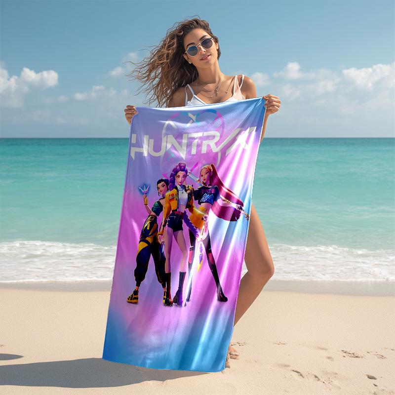 proof beach towel with Demon Hunter pattern - soft,absorbent,quick-drying,machine washable - perfect for swimming,camping,bathing