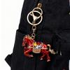 Keychain Pendant Chinese Style Rhinestones-Encrusted Oil Painting 3D Zodiac Horse Design Key Chain Metal Charm Bags Keyring