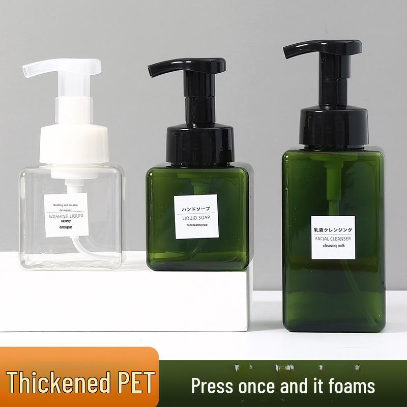 Plastic Square Foam Pump Bottle for Hand Soap, Shower Gel, and Mousse