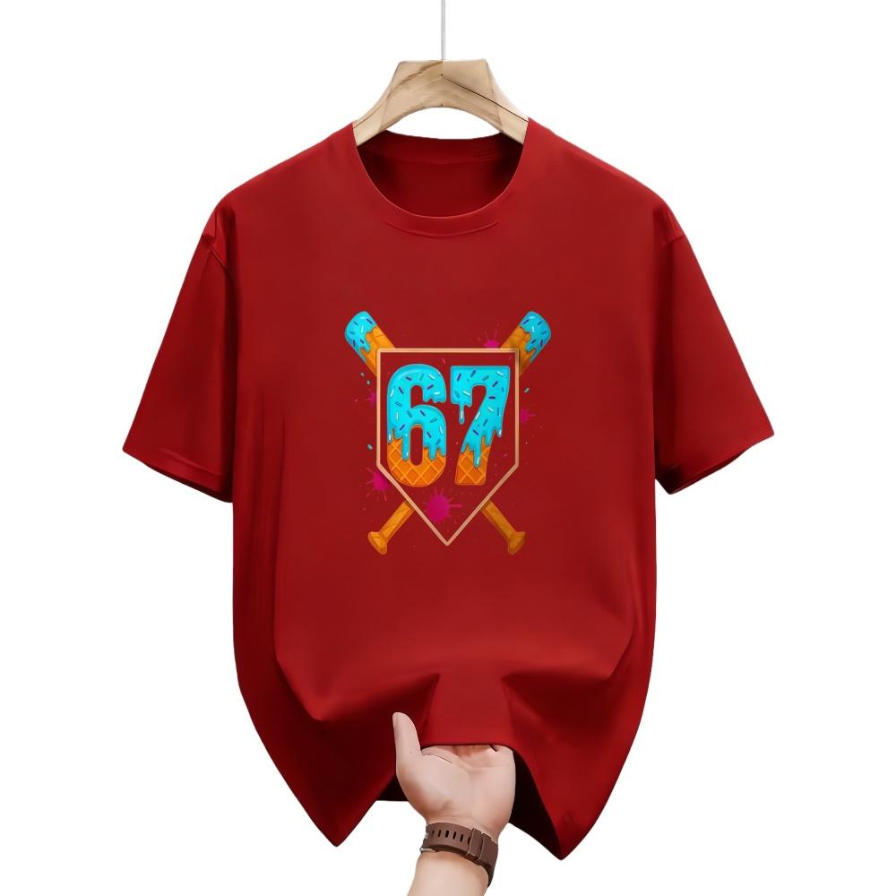 Baseball ice cream drop No 67 Tshirt hot Tshirt mens and womens fashionable roundneck Tshirt for summer wear