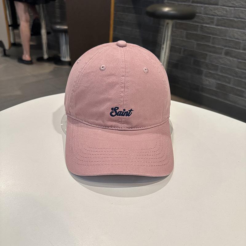 Pure cotton, washed, soft-top, letter-printed casual baseball cap, purple color, unisex, for young men and women