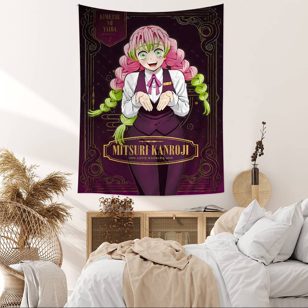 Pastel Rainbow Anime Character Wall Tapestry Dreamy Gradient Whimsical Aesthetic Cozy Room Decor for Kawaii Enthusiasts
