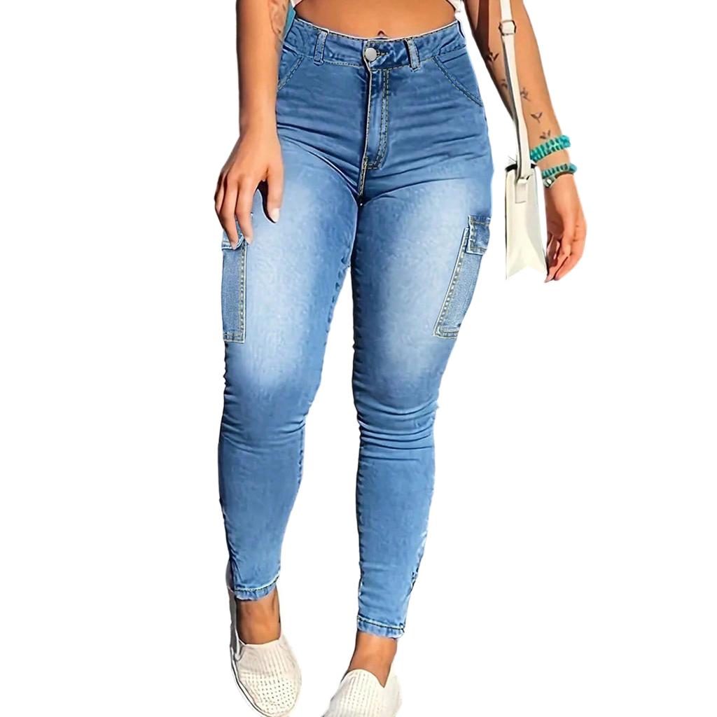 Women's High Waist Washed Women's Jeans Fashionable Versatile Straight Leg Pants