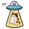 Cartoon Cat Brooch Enamel UFO Metal Brooch, Aliens Ship Kitten Badge Pin, Clothing Bag Scarves Hat Accessories for Men Women Lapel Pin