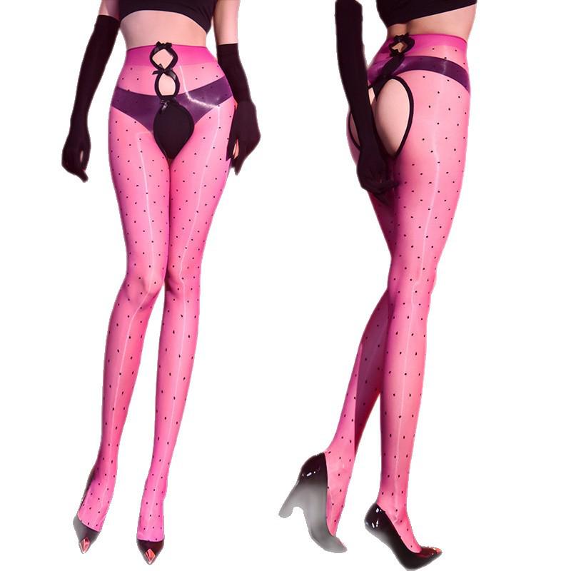 5D Аврора в горошек черные шелковые колготки: Ультратонкие, Приятные к коже, Солнцезащитные, Летние Сексуальные С открытой промежностью, Колготки с носками.