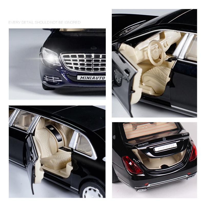 1/32 Toy Car Benz Maybach S650 Extended Edition Metal Toy Alloy Car Diecasts & Toy Vehicles Car Model Light Sound Toys for Children