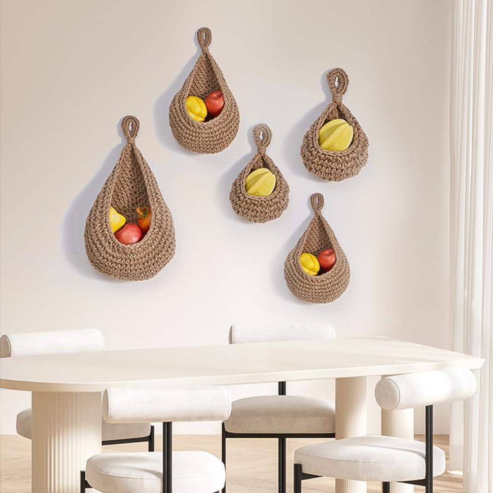 Woven Storage Basket Simulated Rattan Hanging Basket New Fruit Vegetable Basket  Home Decoration
