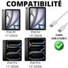 Лот 2 кабеля USB-C для iPad Air 11" 2024 / iPad Air 13" 2024 / iPad Pro 11" 2024 / iPad Pro 13" 2024 - Нейлоновая оплетка 1м Phonillico