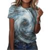 Women Summer T Shirt Trend Marbling Print Retro Fashion Short Sleeve Tees Casual   Printed  Tops