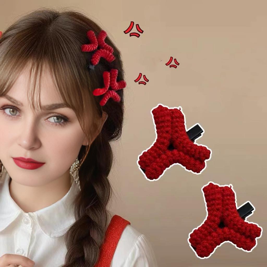 Вязаные крючком заколки для волос с зажимом-уткой, сердитой формы, бохо-заколки для волос для женщин, девушек, ручной работы, из пряжи, аксессуары для волос
