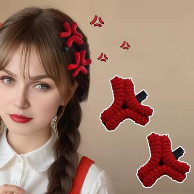 Вязаные крючком заколки для волос с зажимом-уткой, сердитой формы, бохо-заколки для волос для женщин, девушек, ручной работы, из пряжи, аксессуары для волос
