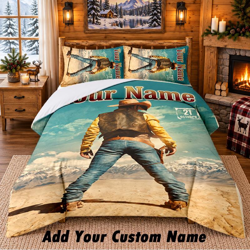 Lucky Luke Custom Name 3Pcs Bedding Set 1 Bed Sheet 2 Pillowcases Bedroom Home Decor
