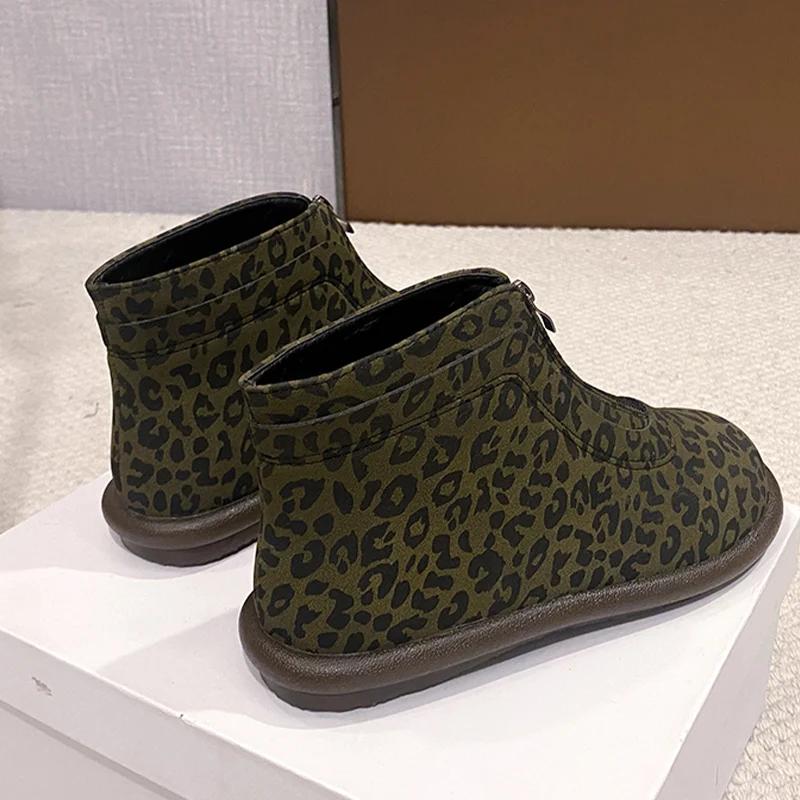 Леопардовые балетки женские модные ботильоны дизайнерские молнии замшевые повседневные туфли 2025 тренд новый бренд комфорт готика зимние ботинки женские