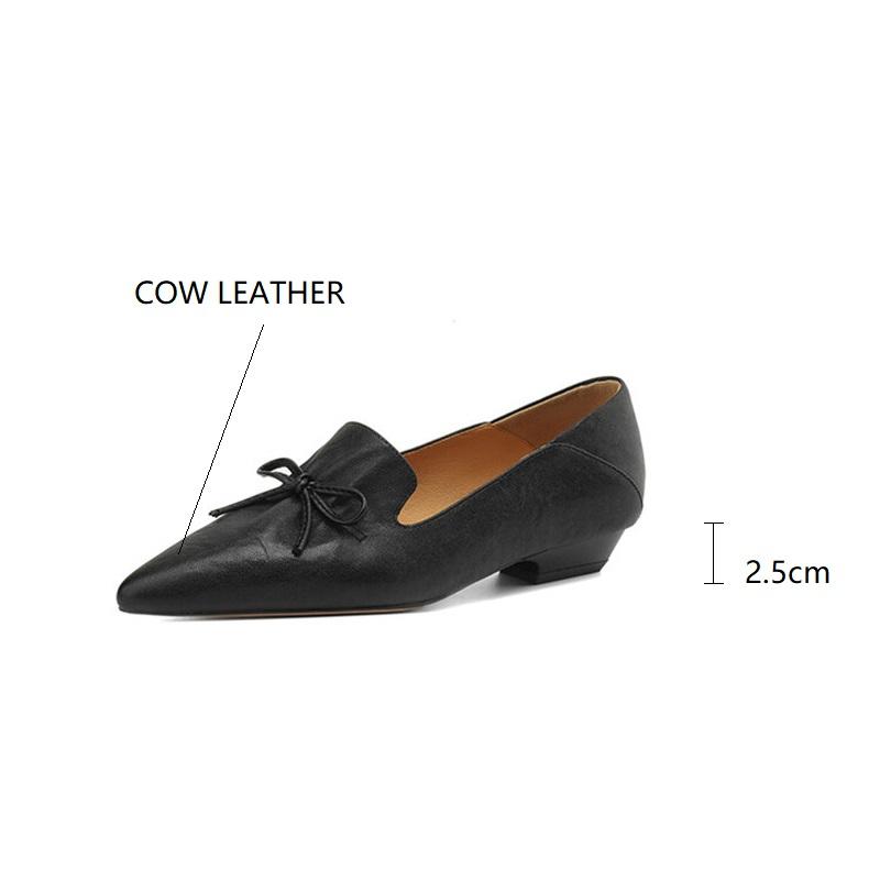 Модные новые весенние женские туфли из натуральной кожи с острым носком в французском стиле, женские туфли-лодочки с бантом, женские туфли на низком каблуке