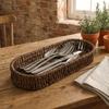Retro Tableware Storage Basket Minimalist Desk Shelf Baskets Faux Wicker Tray  Kitchen Utensils