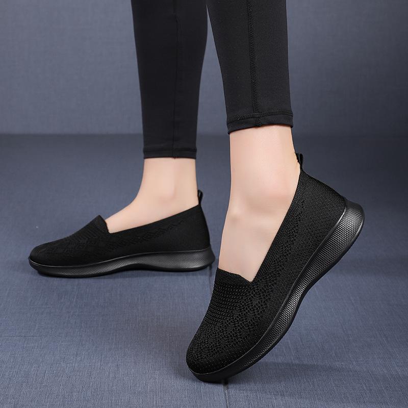 Women's Net Shoes Autumn, Spring and Summer Mesh One-pedal Mother Shoes Breathable Sports Shoes Flat-soled Old Beijing Cloth Shoes Women's Walking