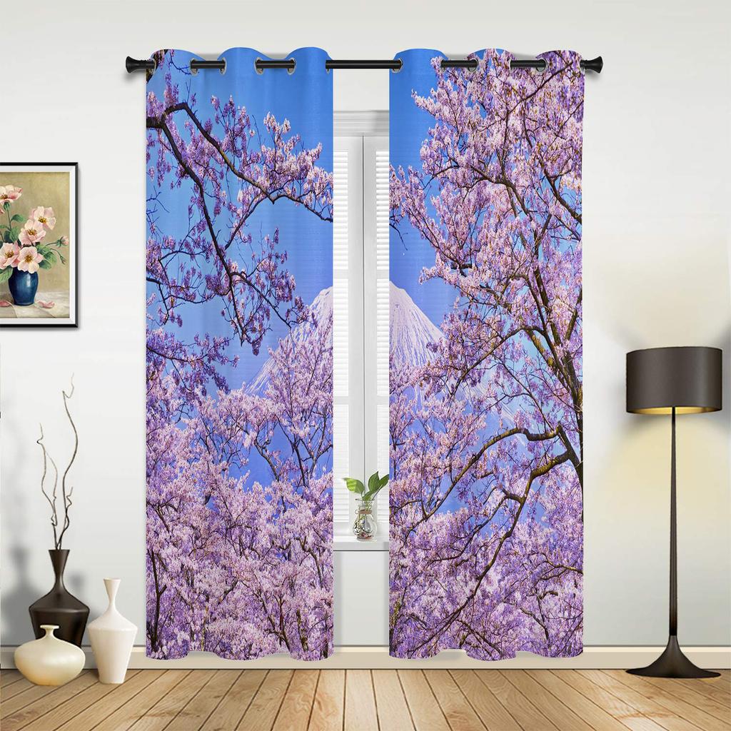 Pink Flowers Orchid Branches Curtains for Bedroom Living Room Drapes Kitchen Children's Room Window Curtain Modern Home Decor