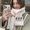 Wool College Style Retro Embroidery High-end Bear Knitted Scarf Thickened Student Female Winter Warm Scarf