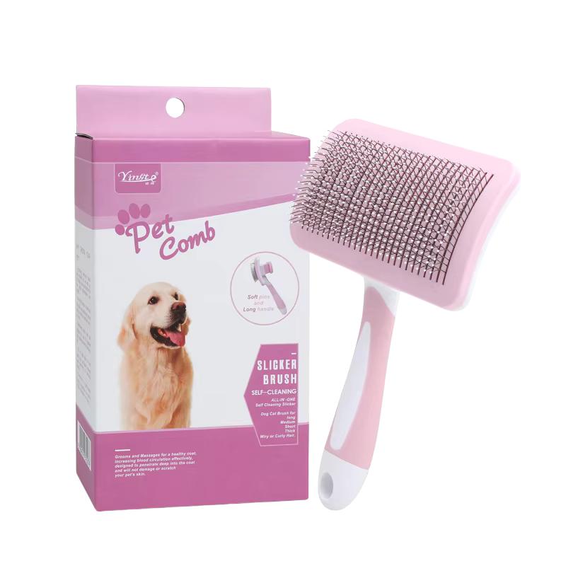 Curved Needle Design Anti Scratch Pet Slicker Brush Asy Clean Deshedding Tool Ergonomic cat Brush for Long Hair Pets