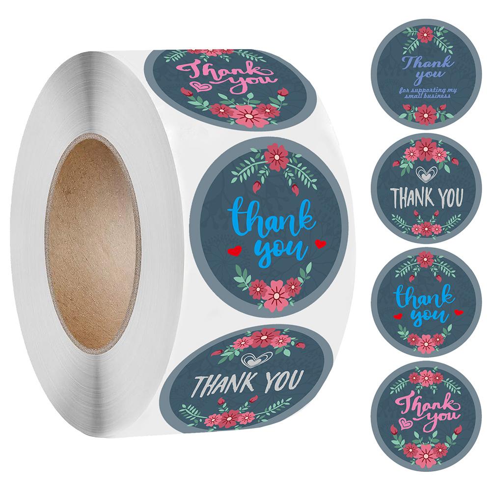 500pcs/roll Thank You Stickers Flower Pattern Party Wedding Decoration Gift Envelope Seal Labels Scrapbooking Stickers