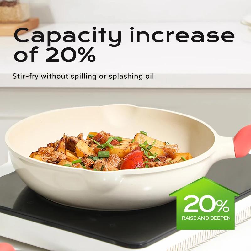 5 размеров антипригарная керамическая кастрюля прочная сковорода вок с крышкой индукционная газовая плита сковороды для омлета стейк-стейк сковорода кухонная утварь