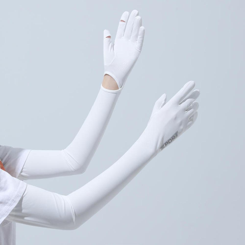 Elastic Long Ice Silk Sleeves Thin Cycling Gloves Breathable Sunscreen Arm Covers Outdoor