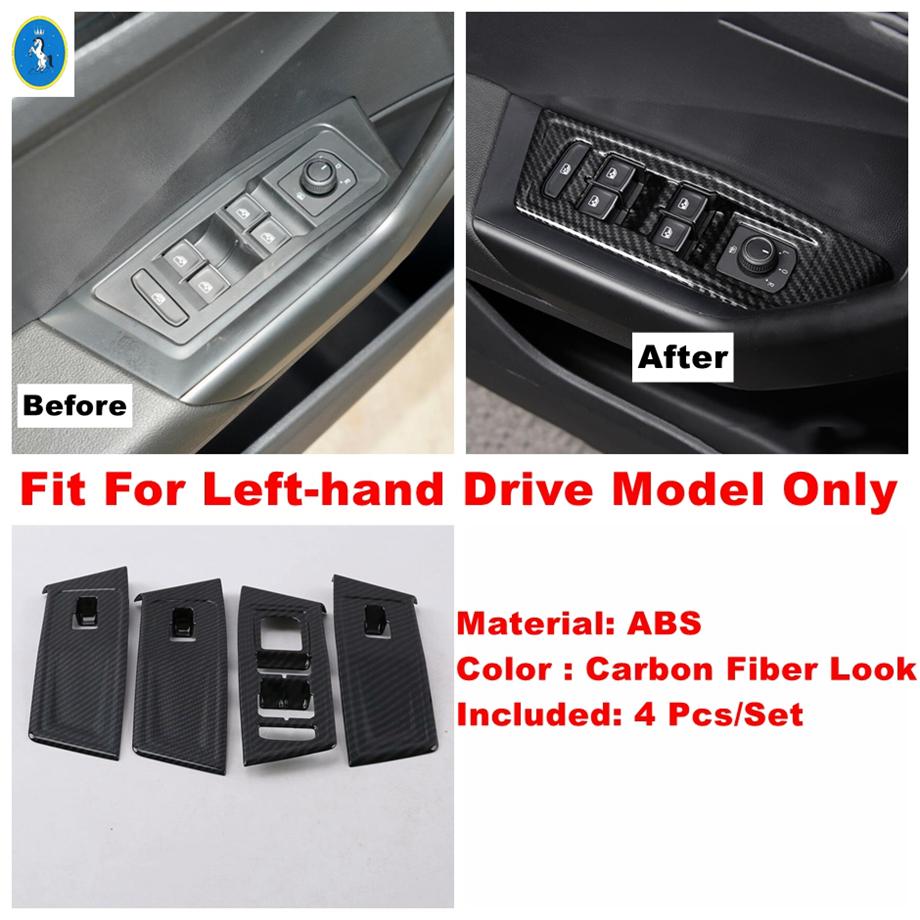 Car Accessories Window Lift Button / Water Cup / Pillar A Speaker Cover Trim For Volkswagen T-Roc T Roc 2018 - Carbon Fiber