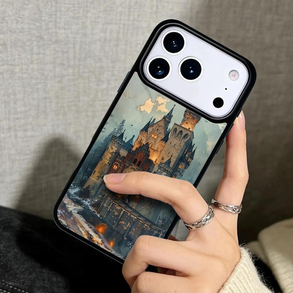 Чехол-бампер для iPhone 17 Air 16 Pro Max 15 Plus 11 13 Mini 14 12 Задняя крышка телефона Сказочный замок 10 Средневековый