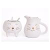 [A0010] - Керамический сливочник и сахарница «Кошки», золотистая слоновая кость - высота 10 см