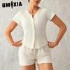 Женская пижама Повседневная мода Простой кардиган Короткий рукав Шорты Комплект из двух предметов
