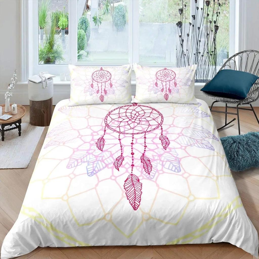 Dream Catcher Duvet Cover Dream Catcher Galaxy Bedding Set Boho Feather Comforter Cover Indian Tribal Soft Polyester Quilt Cover