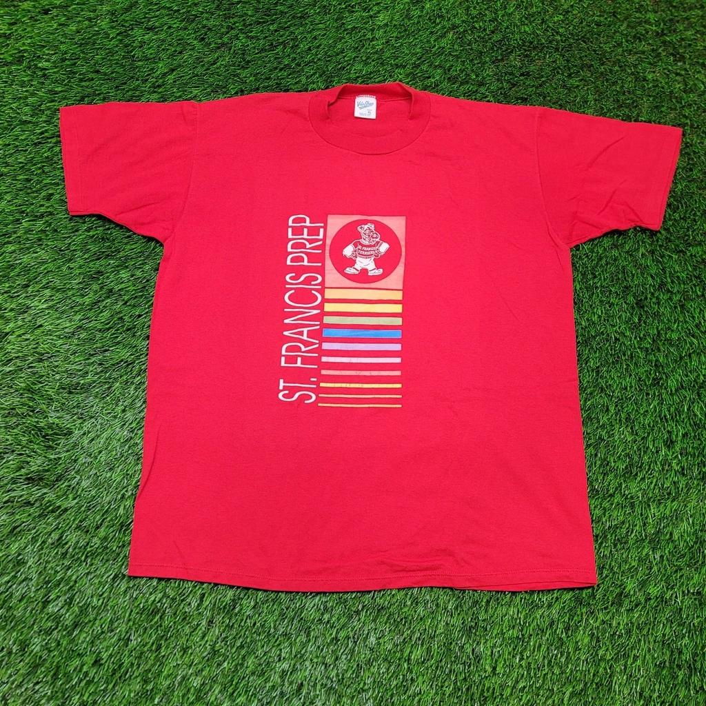 VTG 80s St. Francis Prep T-Shirt XL Velva Sheen USA Single Stitch Vince Lombardi