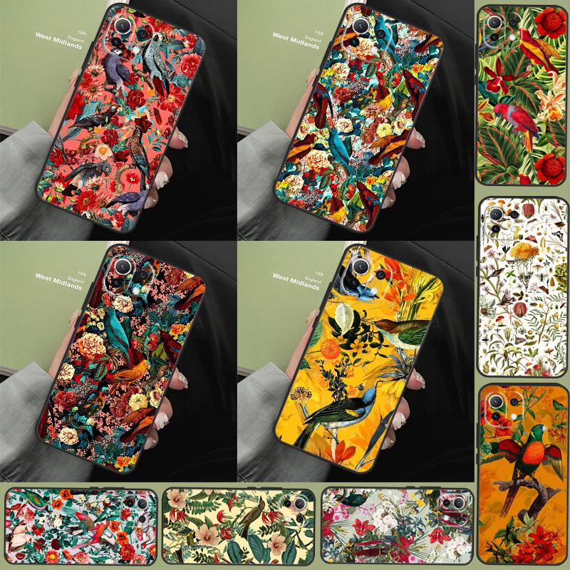 Garden Birds Vintage Tropical FLORAL Case For Xiaomi 14T 13T Pro 11T 12T 13 14 15 Ultra POCO X7 Pro X3 X5 X6 F5 F6 M6 Pro Cover