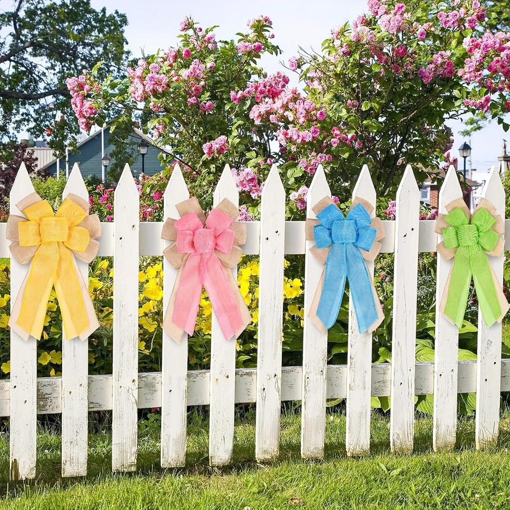 Красочный многослойный бант из мешковины летний венок декоративное подвесное домашнее украшение